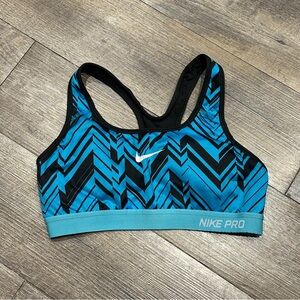 Nike Pro Dri-fit Women's Blue Patterned Sports Bra Medium